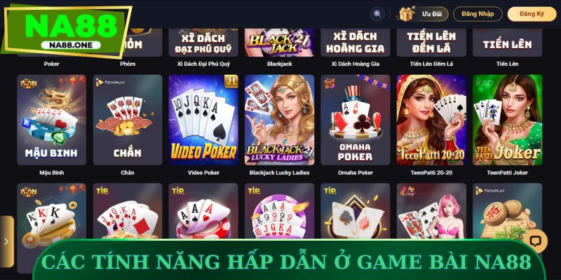 Các tính năng hấp dẫn ở game bài NA88